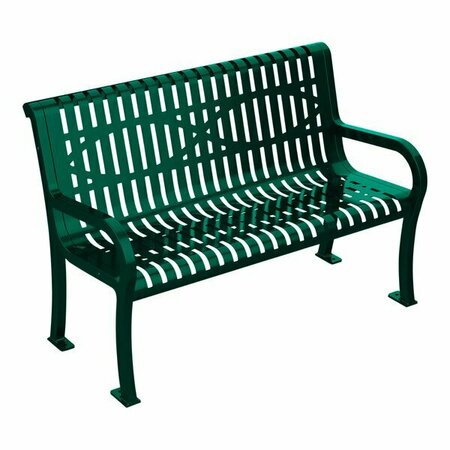 ULTRA SITE Lexington 4' Green Wave Bench with Backrest 51'' x 26 7/8'' x 35 1/2'' 38A954W4GN